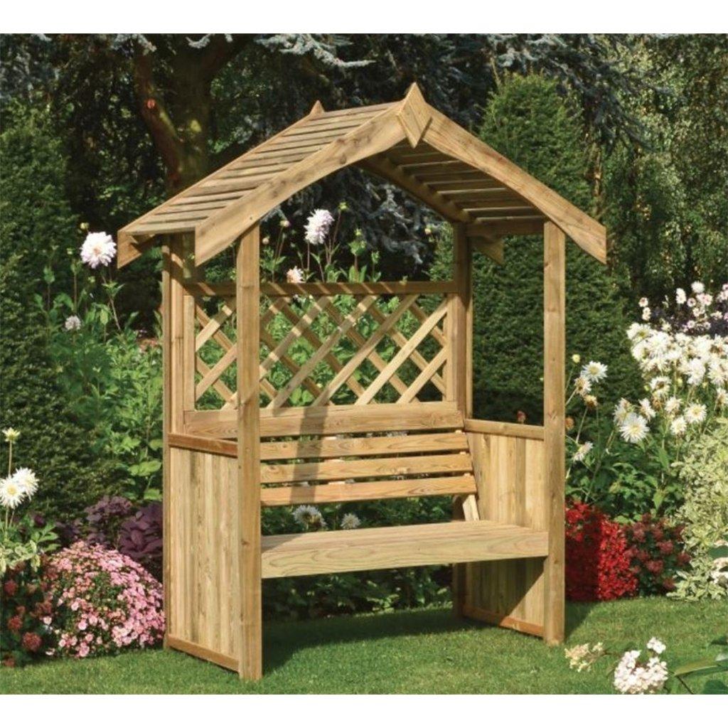 Deluxe Pressure Treated Apex Arbour with Open Trellis Sides